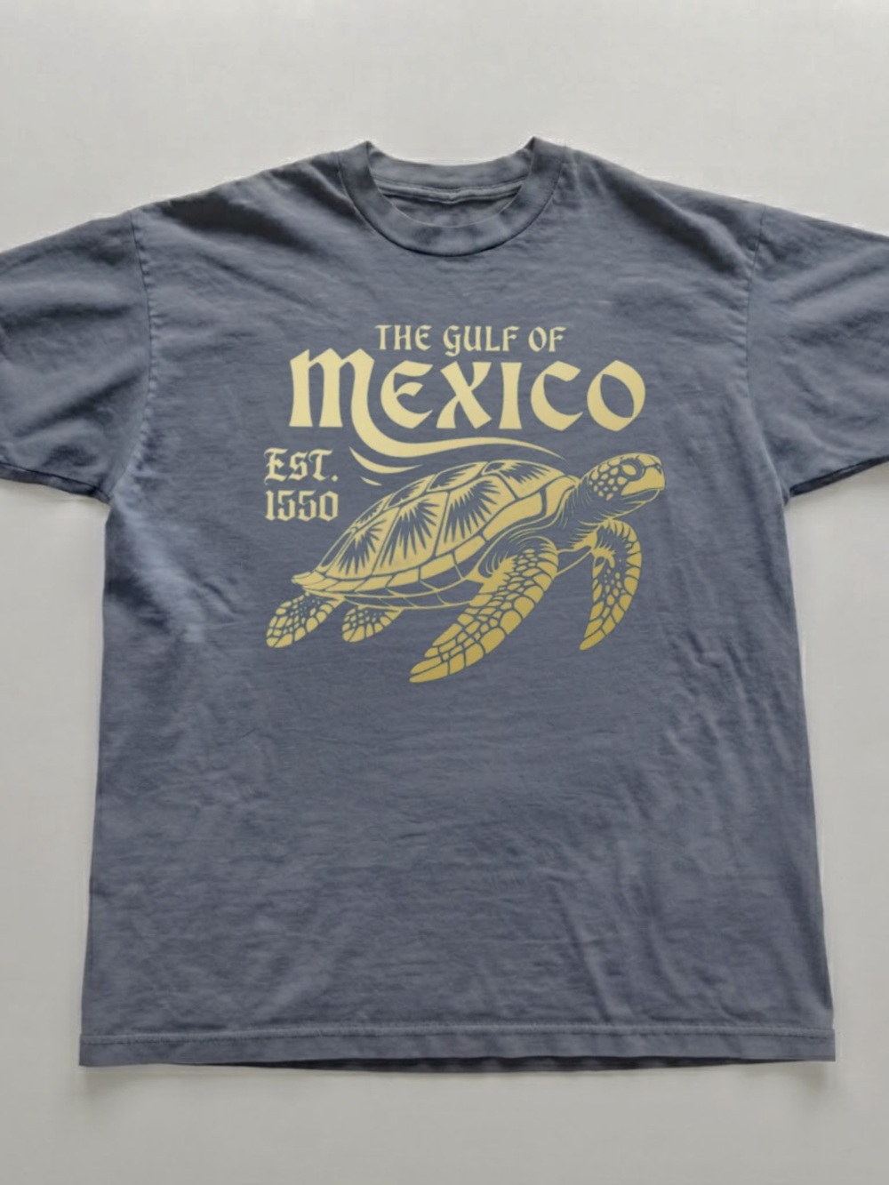 Short-Sleeve Tee with Yellow Turtle Graphic - Charcoal